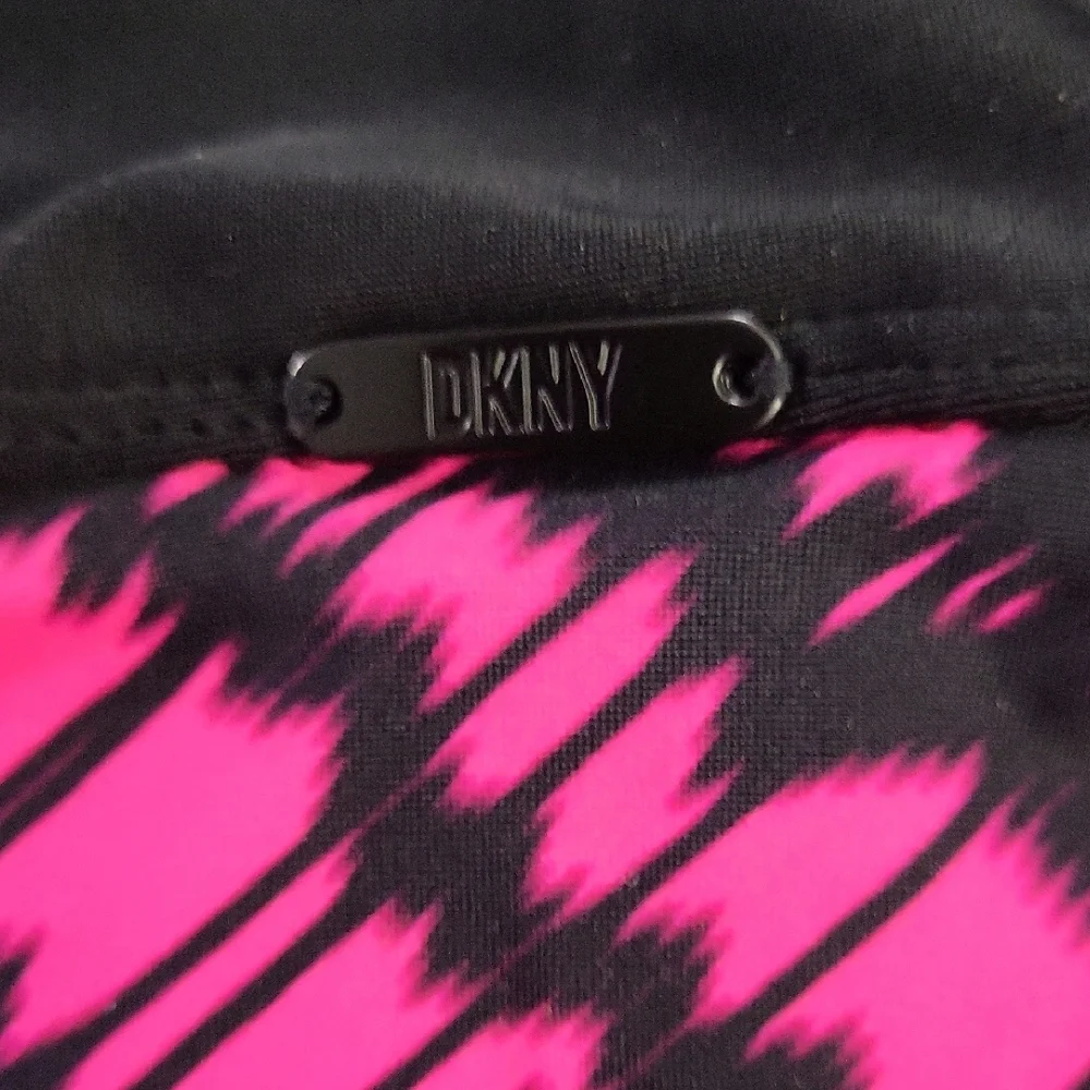 Nwt‎ DKNY Pink and Black High-Waisted Bikini Bottom XS